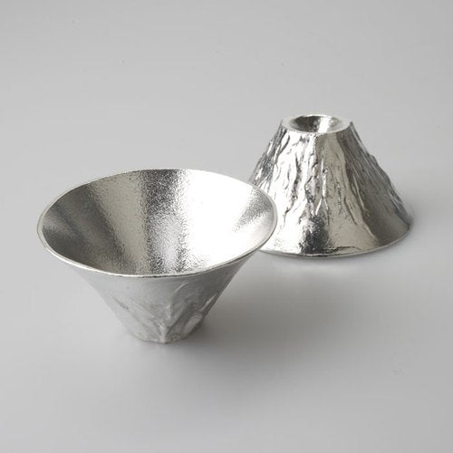 日本 能作 金箔富士山風情杯木盒組 (一錫一金箔)