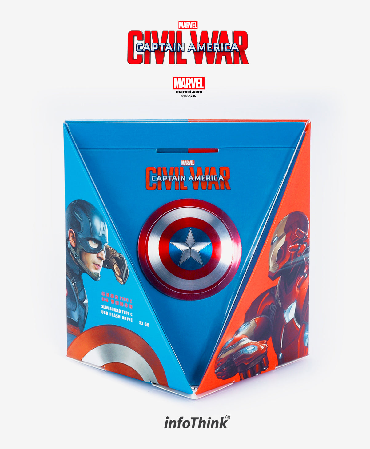 InfoThink 美國隊長超薄盾牌TYPE C / USB雙頭隨身碟32GB
