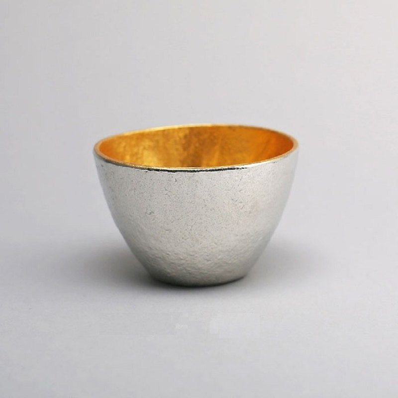 日本 能作 純錫金箔片口盅(S)+純錫/純錫金箔酒杯組