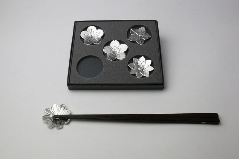 日本 能作 有花勘折純錫筷架