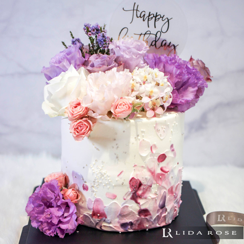 LIDA ROSE 6吋加高花藝設計蛋糕 紫花饗宴 Purple Feast