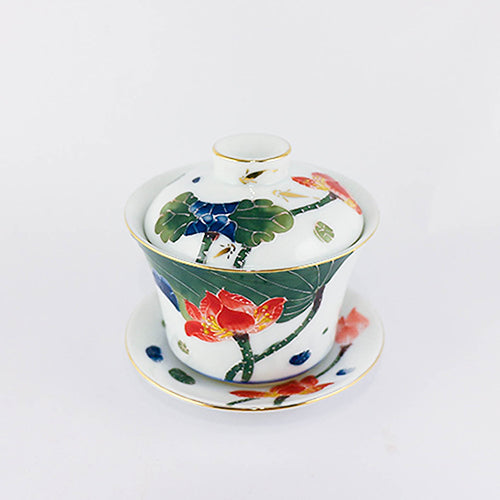 辰鼎窯 和氣生財三件式蓋杯