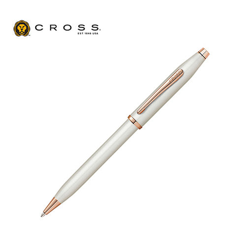 美國 CROSS 新世紀珍珠白亮漆玫瑰金色原子筆(AT0082WG-113)