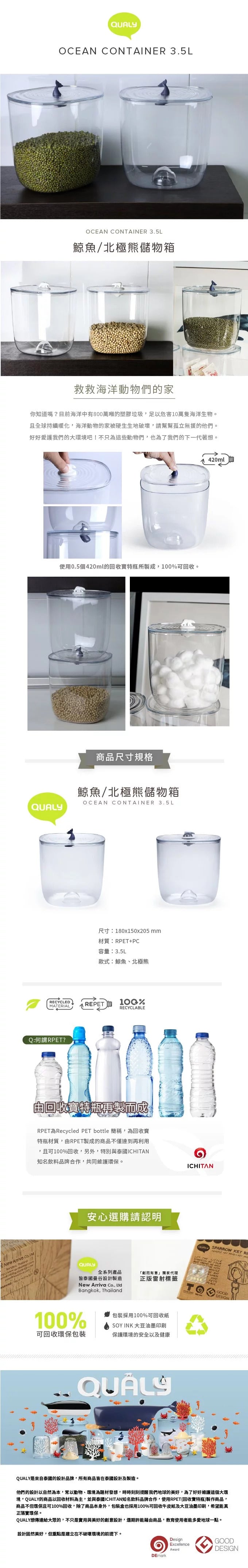 泰國 QUALY 北極熊儲物箱(3.5L)