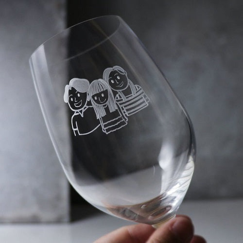 【客製化】MSA手工雕刻 袖珍迷你畫像系列(Q版娃娃3人)一家人酒杯