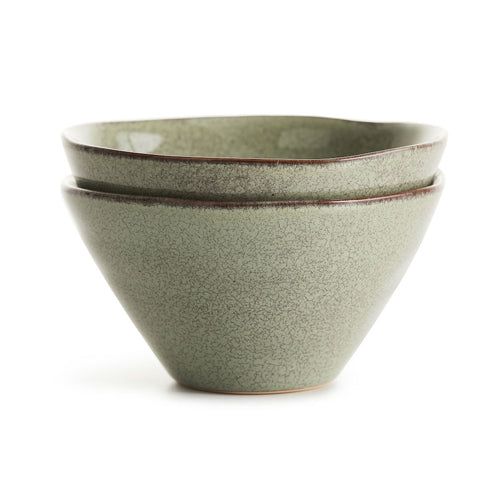瑞典 Sagaform Nature 炻釉彩小餐碗組2入-亞麻綠 14cm
