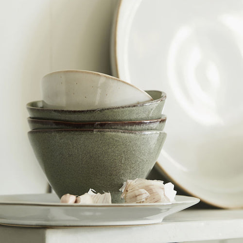 瑞典 Sagaform Nature 炻釉彩小餐碗組2入-亞麻綠 14cm