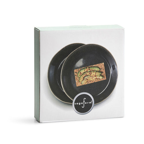 瑞典 Sagaform Nature 炻釉彩餐食盤2入-黑 22cm