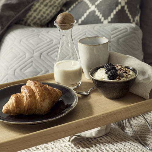 瑞典 Sagaform Nature 炻釉彩餐食盤2入-黑 22cm