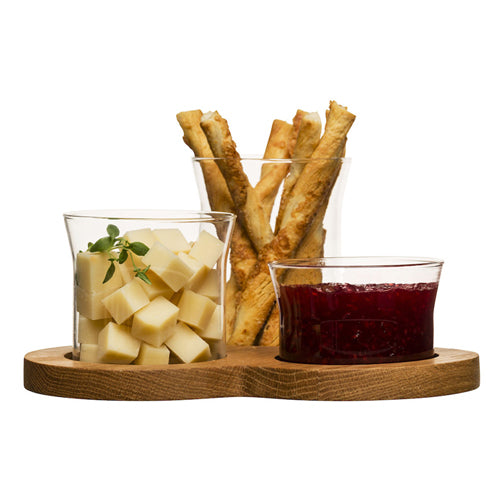 Nature 橡木底座玻璃點心盅組