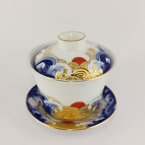 辰鼎窯 旭日東昇三件式蓋杯