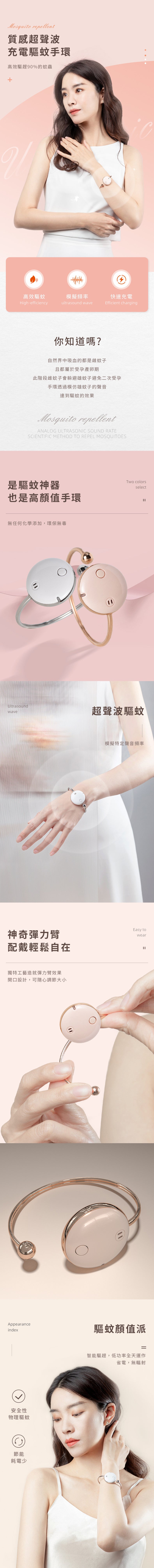 創意小物館 質感超聲波充電驅蚊手環