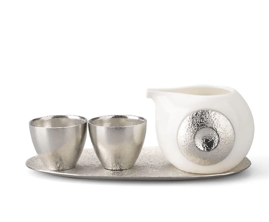 日本 能作 小團緣酒器桐木組 - 1片口盅+2清酒杯入