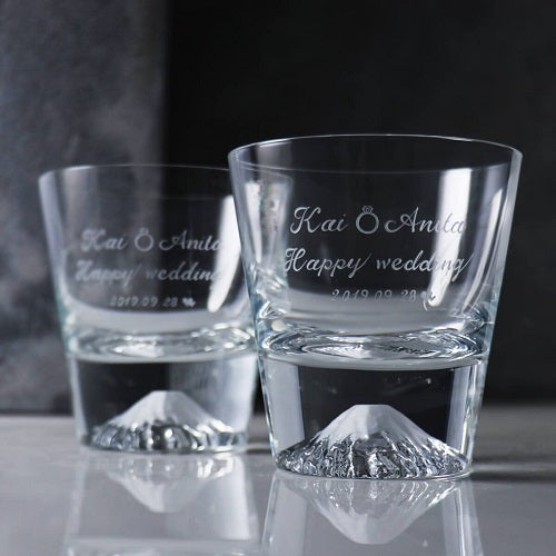 MSA手工雕刻 (一對價)【田島硝子】日本富士山杯婚戒結婚對杯 (日本桐箱包裝)-GA2203