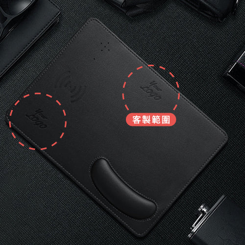 10W無線快充瘋馬皮滑鼠墊