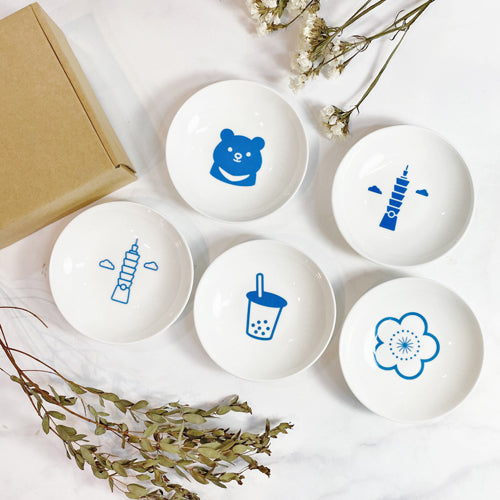 款式圖-藍色4吋骨瓷小碟(五入組)