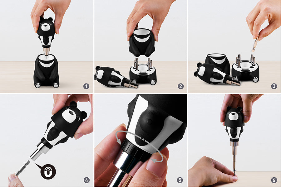 iThinking Bear kuma黑熊酷毛棘輪起子組(6bits)