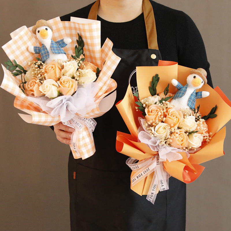 創意小物館 加油鴨仿真花束