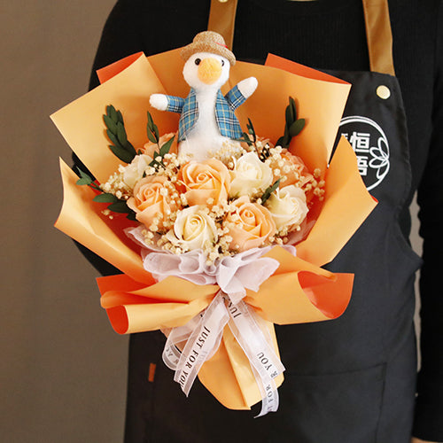 創意小物館 加油鴨仿真花束