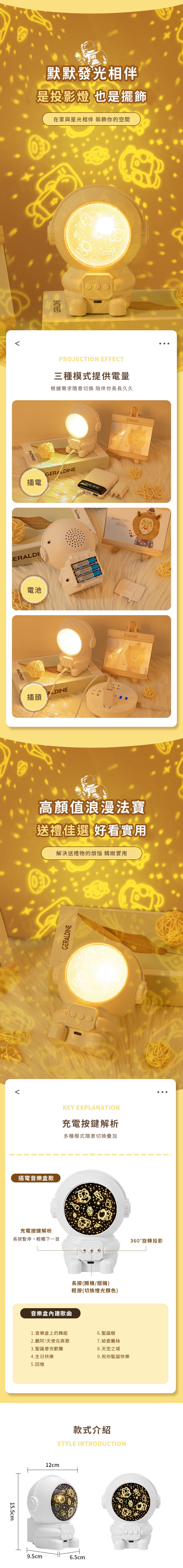 創意小物館 太空人音樂星空投影燈