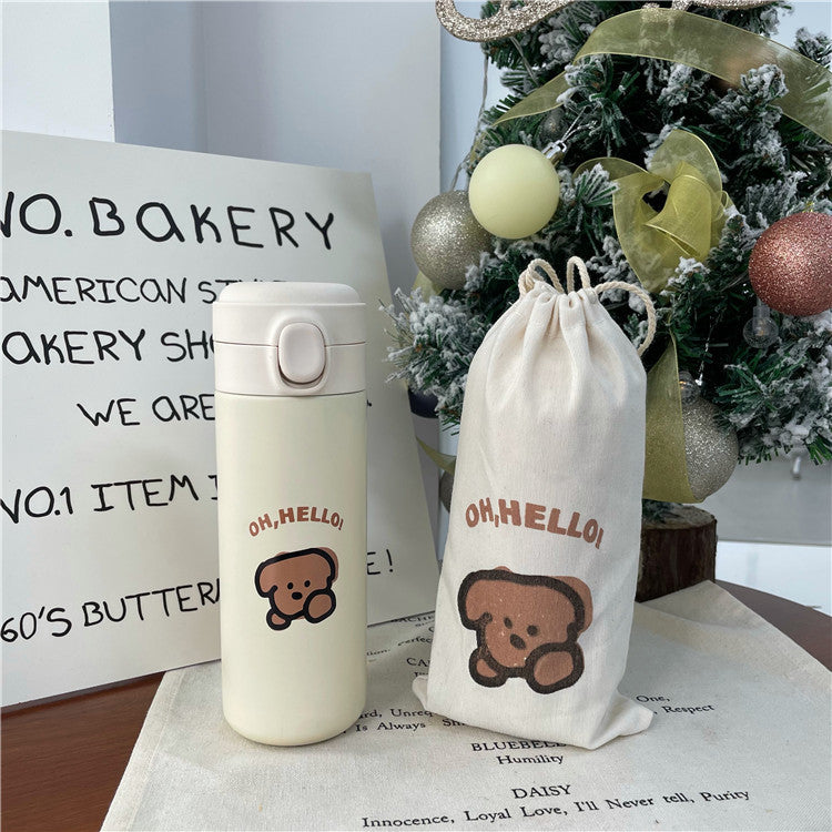 創意小物館 HELLO 小狗保溫杯+杯套組 450ml