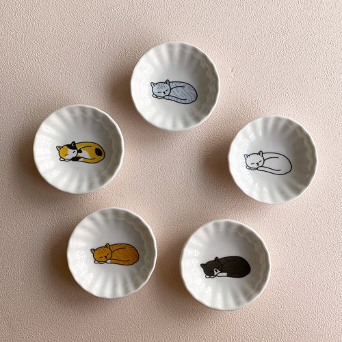 陶緣彩瓷 午睡貓小碟5入組