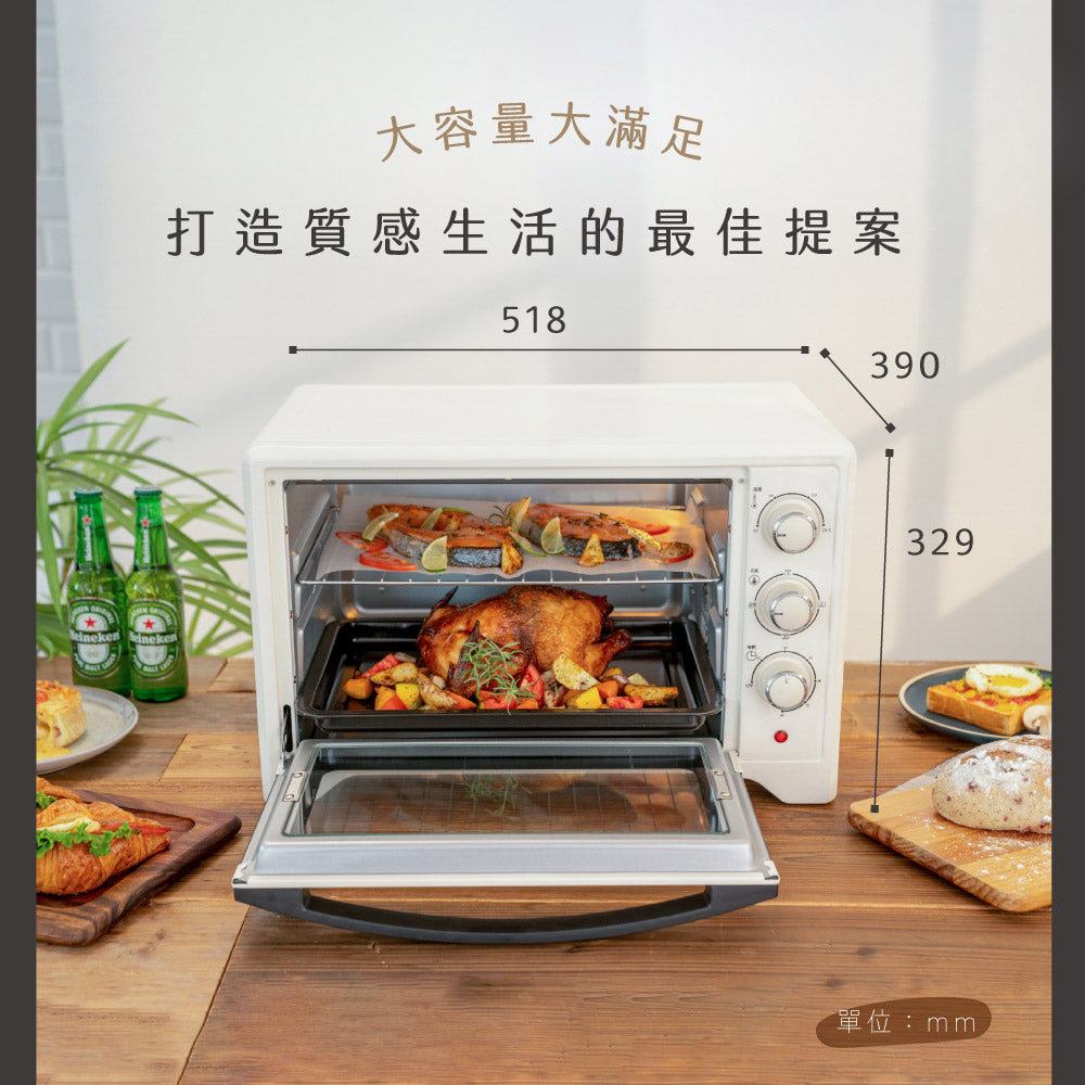 KINYO 32L雙層玻璃旋風烤箱 EO-486