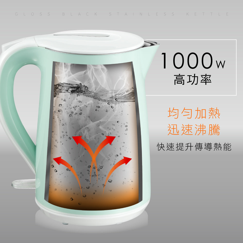 KINYO 1.8L雙層亮面快煮壺 KIHP-1166