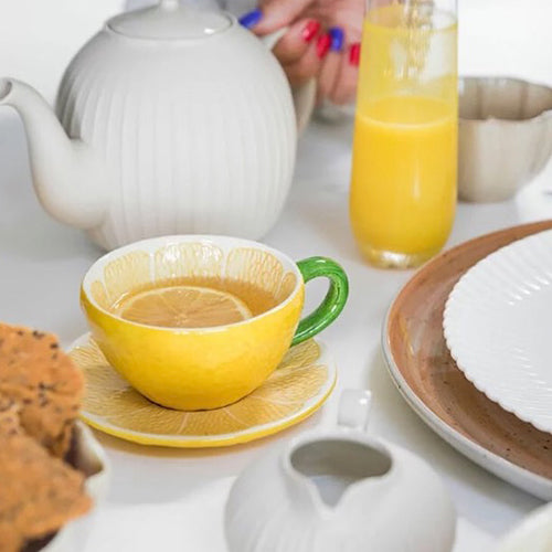 瑞典 BYON 檸檬咖啡杯盤4入組