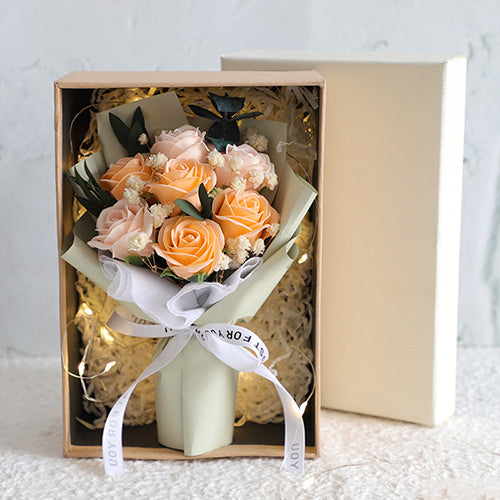 創意小物館 仿真玫瑰迷你花束燈串禮盒
