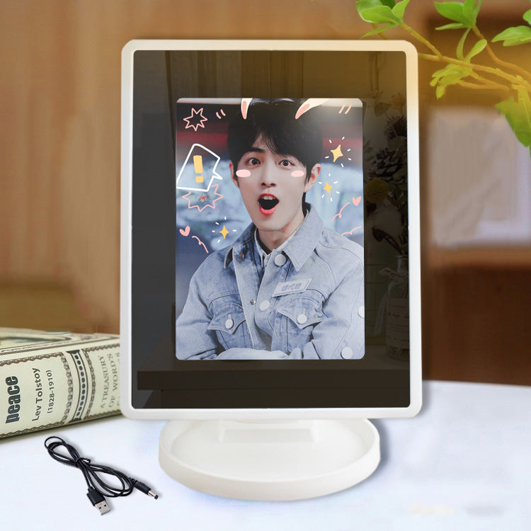 創意小物館 【照片客製】LED可旋轉相框梳妝鏡