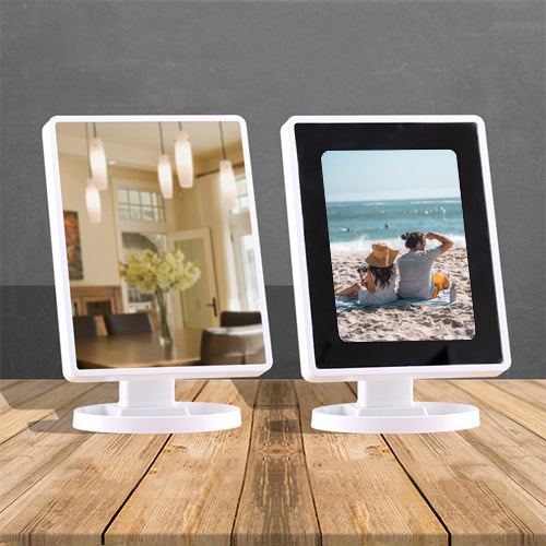 創意小物館 【照片客製】LED可旋轉相框梳妝鏡