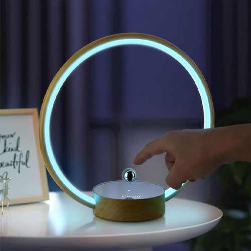 家居生活雜貨舖 磁浮開關木紋環形燈