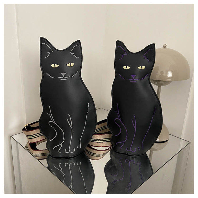 創意小物館 黑貓咪單肩斜背胸包