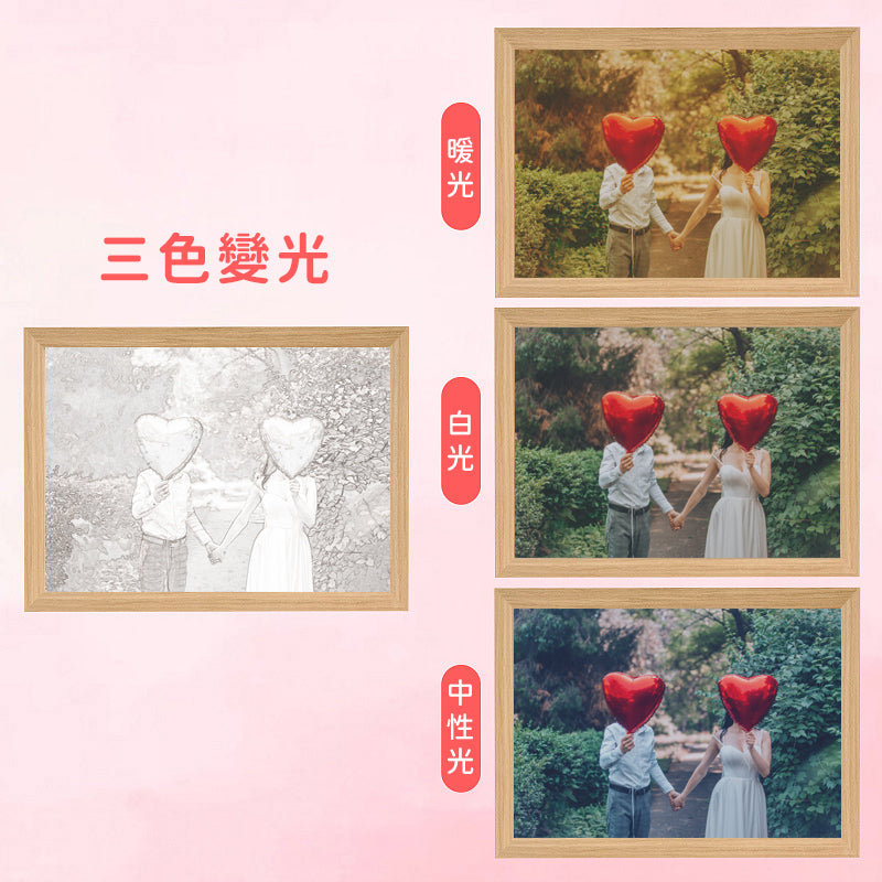 創意小物館 【照片客製】A4三色燈光裝飾畫