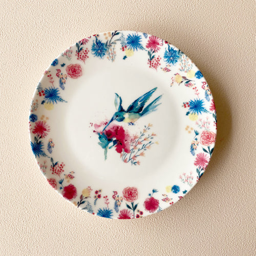 陶緣彩瓷 幸福使者 蜂鳥骨瓷盤