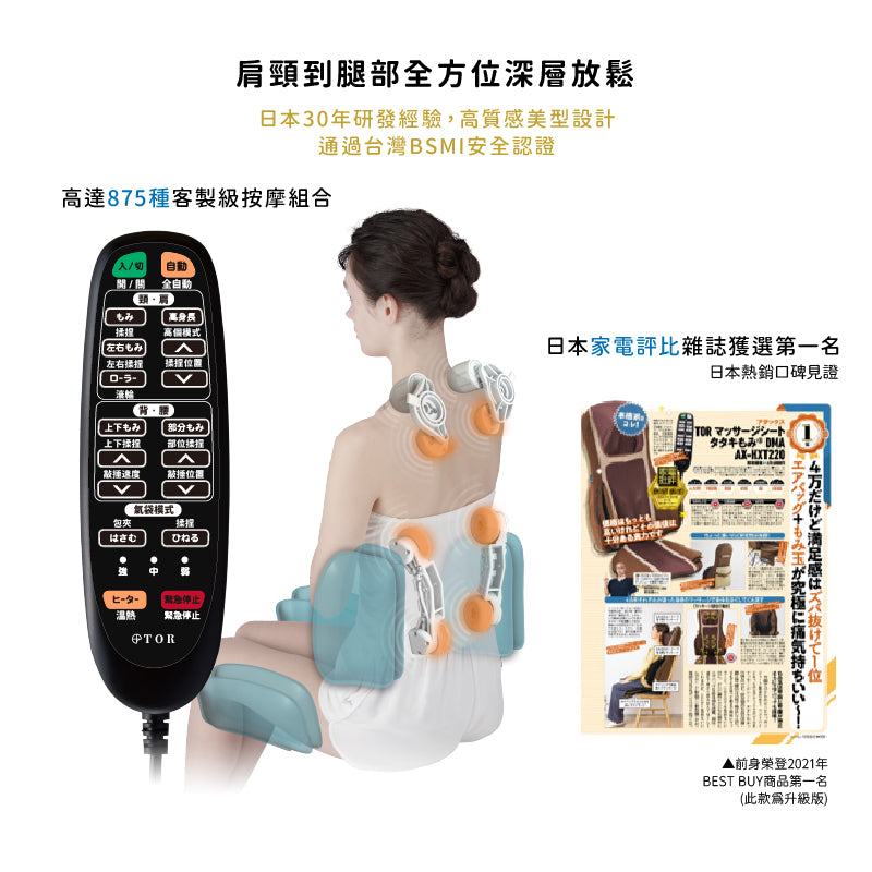 Lourdes TOR 頂級揉捶氣壓按摩椅墊AX-HPT221 (檀木黑/亞麻灰)