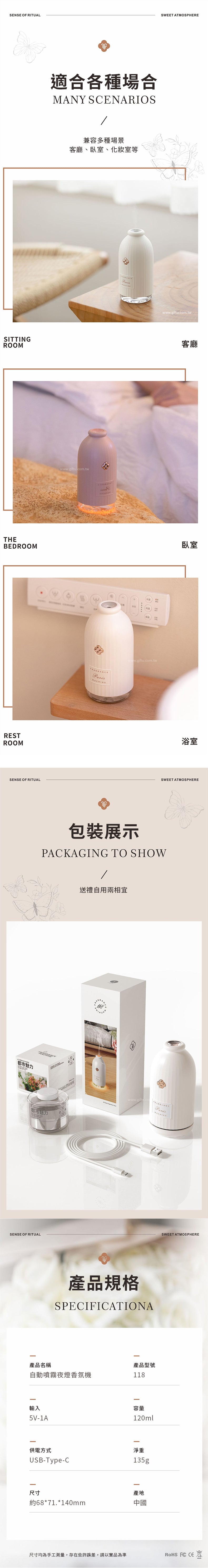 家居生活雜貨舖 自動噴霧夜燈香氛機