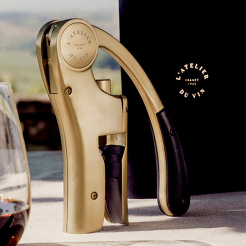 法國 L'Atelier du Vin｜Nomad Oeno Motion圓輪原木開瓶器(金) 附皮革套