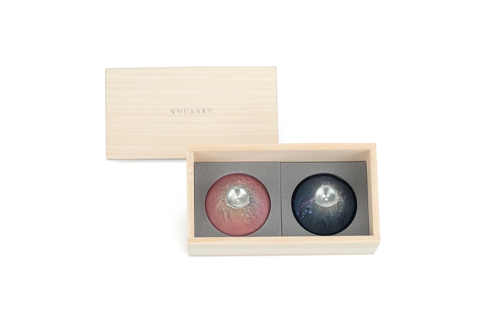 日本 能作 富士山風情杯對杯(櫻色・藍色)木盒組