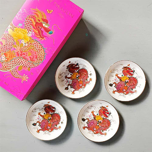 TALES 神話言 龍華富貴-藝術骨瓷碟組(4入)