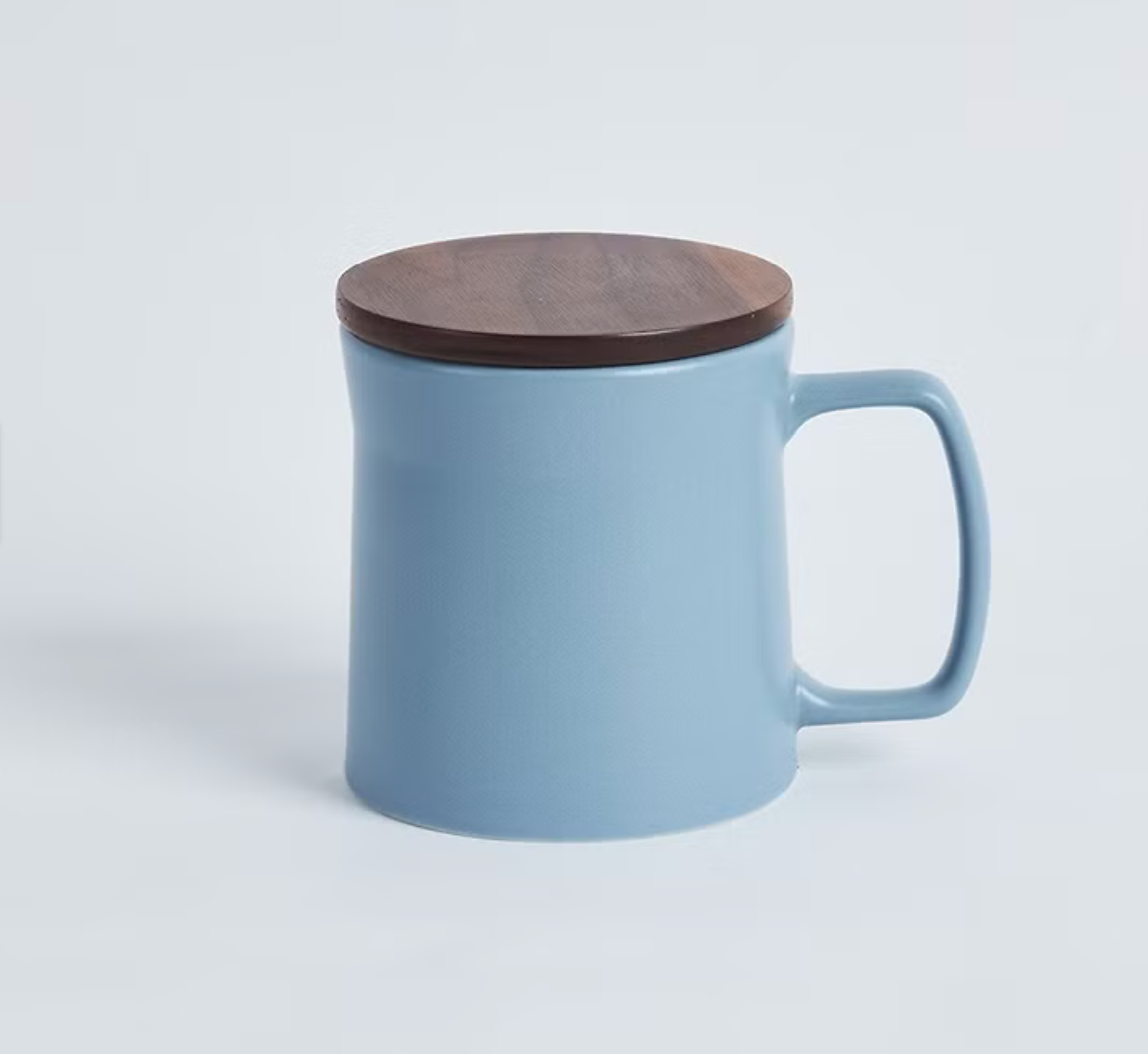 集瓷 cocera 咖啡事-Intuit直覺馬克杯(小) 1入組(藍)+木蓋