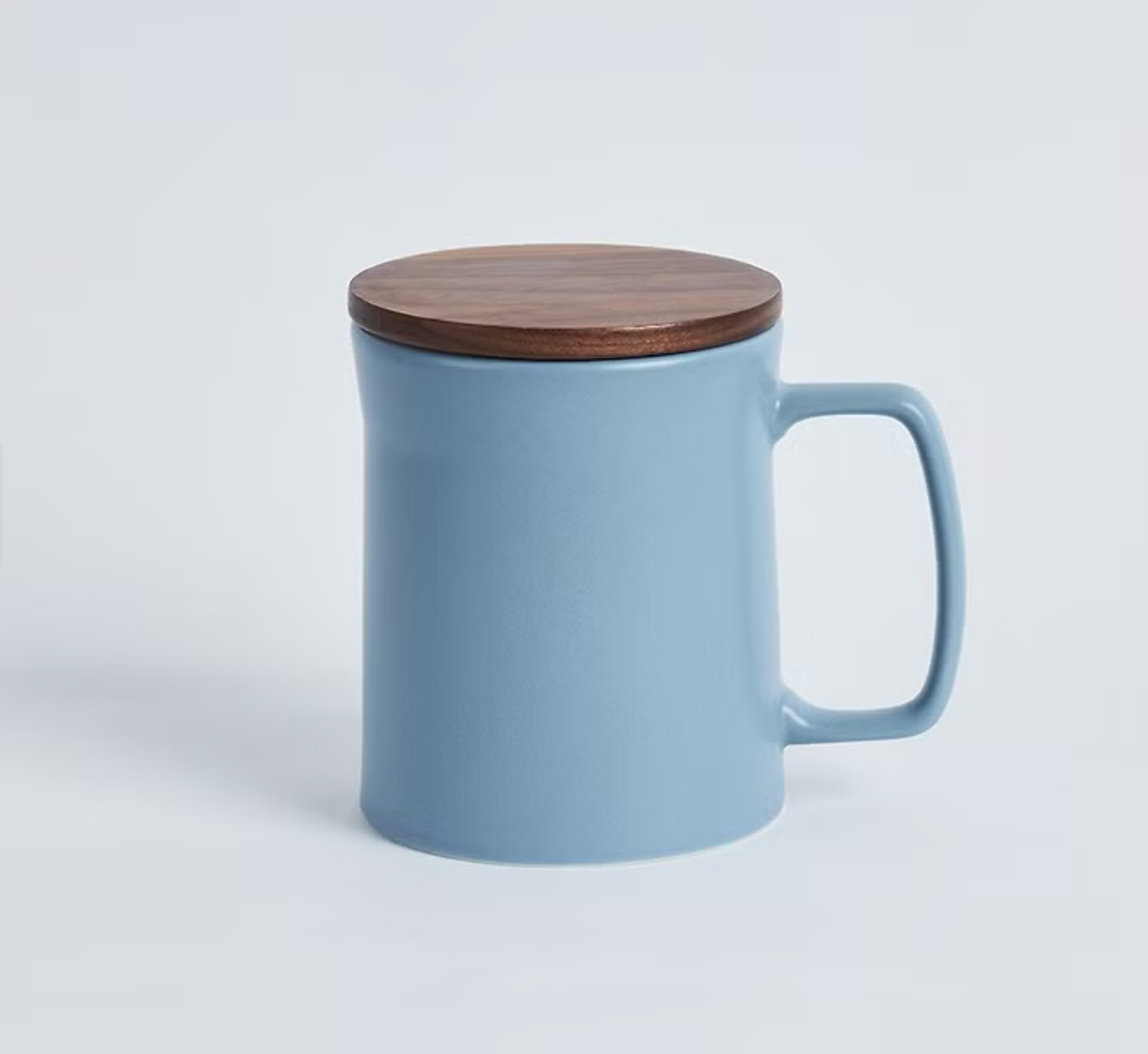 集瓷 cocera 咖啡事-Intuit直覺馬克杯(大)_1入組(藍)+木蓋
