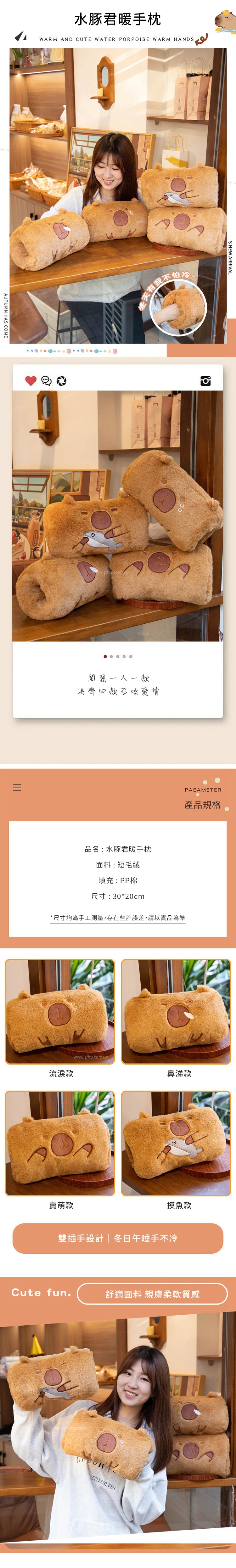 創意小物館 水豚君暖手枕