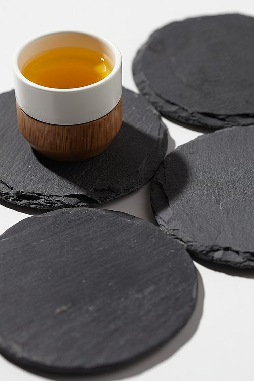 ViREO 圓形頁岩吸水杯墊組