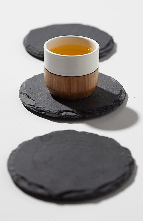 ViREO 圓形頁岩吸水杯墊組