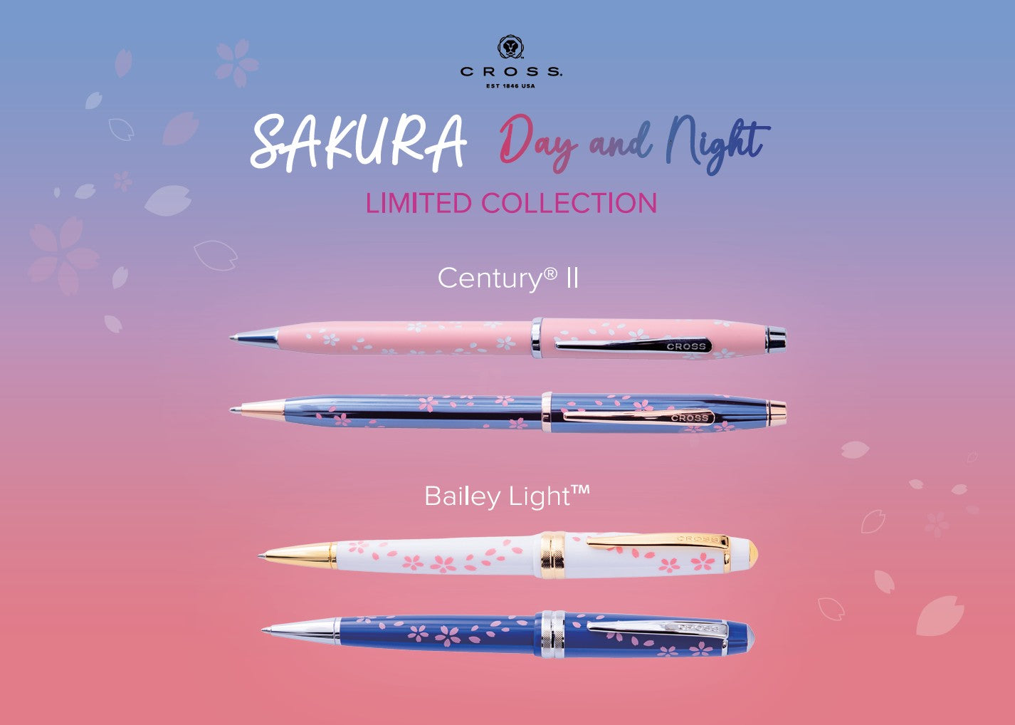 美國 CROSS Century II櫻花系列鍍金亮藍漆原子筆