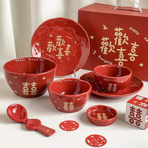 家居生活雜貨舖 歡歡喜喜雙人餐具禮盒組