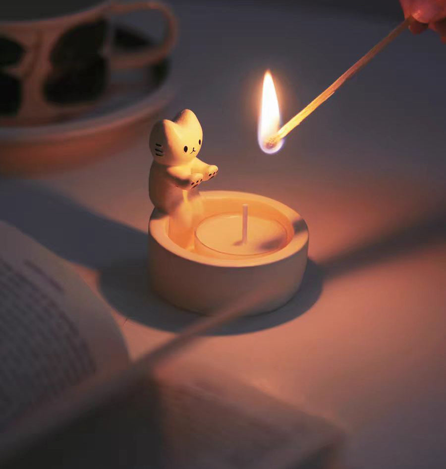 家居生活雜貨舖 小貓取暖燭台