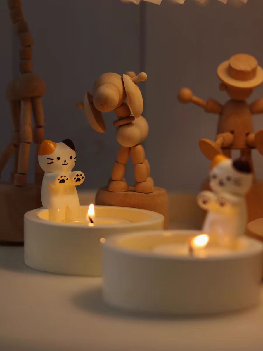 家居生活雜貨舖 小貓取暖燭台